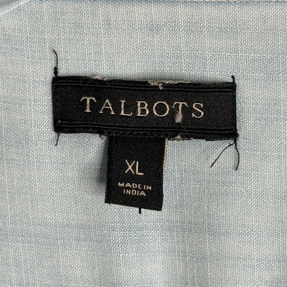 Talbots Chambray Button Up Shirt Womens XL Blue Light Wash Preppy Beach Lyocell - Picture 4 of 9